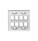FACEPLATE, FLAT, 2-GANG, 8-PORT, WHITE