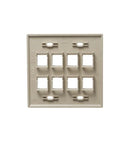 FACEPLATE, FLAT, 2-GANG, 8-PORT, IVORY