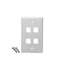 FACEPLATE, FLAT,1-GANG,4-PORT, 25PK, WH