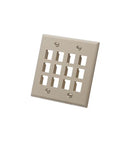 FACEPLATE, FLAT, 2-GANG, 12-PORT, IVORY