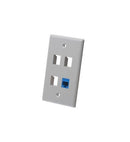 FACEPLATE, FLAT, 1-GANG, 4-PORT, GRAY