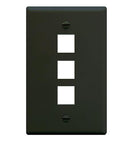 FACEPLATE, FLAT, 1-GANG, 3-PORT, BLACK