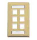 FACEPLATE, ID, 1-GANG, 6-PORT, IVORY