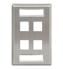 FACEPLATE, ID, STAINLESS, 1-GANG, 4-PORT