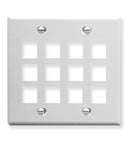 FACEPLATE, FLAT, 2-GANG, 12-PORT, WHITE