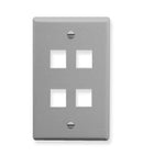 FACEPLATE, FLAT, 1-GANG, 4-PORT, GRAY
