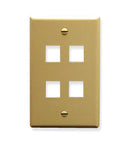 FACEPLATE, FLAT, 1-GANG, 4-PORT, IVORY