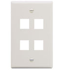 FACEPLATE, FLAT, 1-GANG, 4-PORT, WHITE