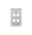 FACEPLATE, FLAT,1-GANG,4-PORT, 25PK, WH