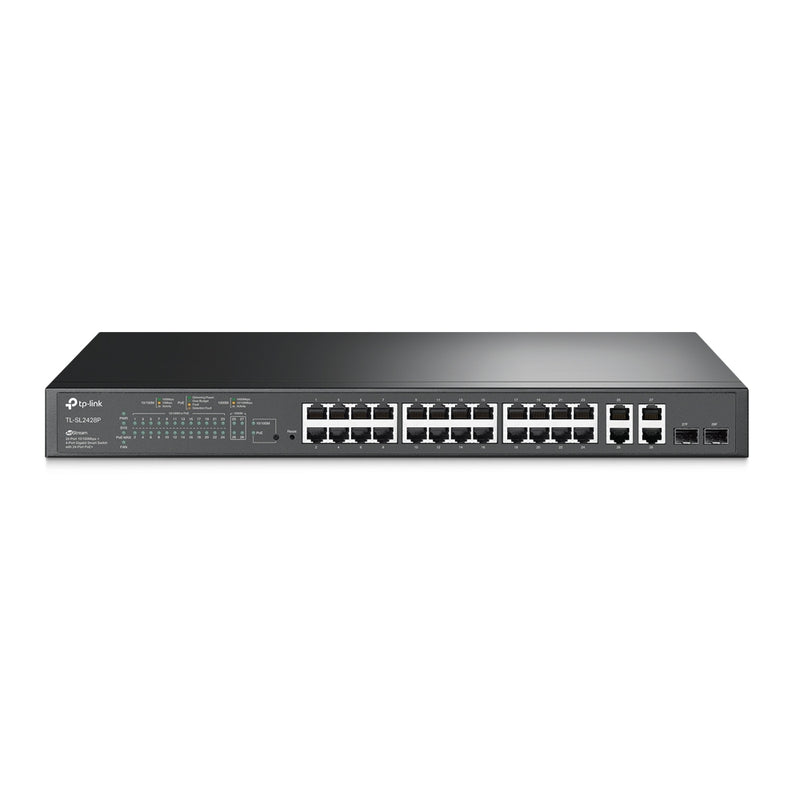 TP-Link TL-SL2428P JetStream 24-Port 10/100Mbps + 4-Port Gigabit Smart Switch with 24-Port PoE+ (New)