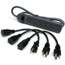 C2G 39995 6-Outlet Surge Suppressor with (3) 1 ft Outlet Saver Power Extension Cords