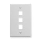 ICC Flat Faceplate 3-Port (White)