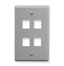 ICC Flat Faceplate 4-Port (Grey)