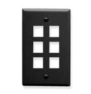 ICC Flat Faceplate 6-Port (Black)