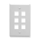 ICC Flat Faceplate 6-Port (White)