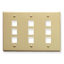 ICC Flat Faceplate Triple 9-Port (Ivory)