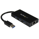 StarTech ST3300GU3B Portable 3-Port USB 3.0 Hub plus Gigabit Ethernet