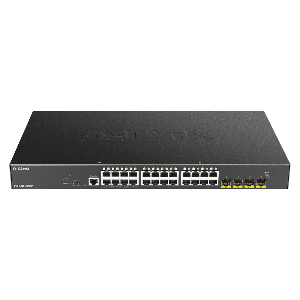 D-Link DGS-1250-28XMP-6KV 28-Port Smart Managed Gigabit PoE Switch with 10-Gigabit Uplinks (New)