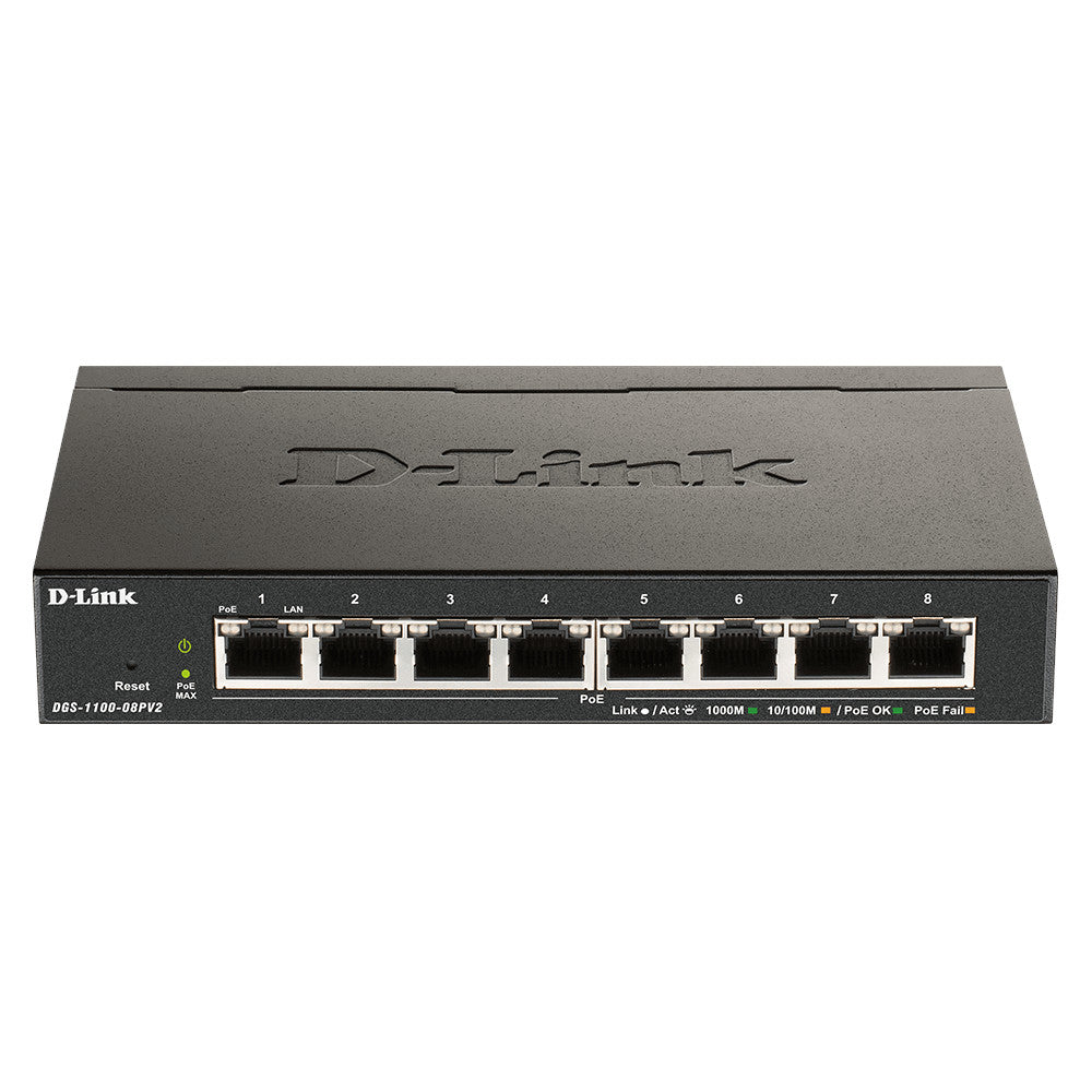 D-Link DGS-1100-08PV2 8-Port Gigabit PoE Smart Managed Switch (New)