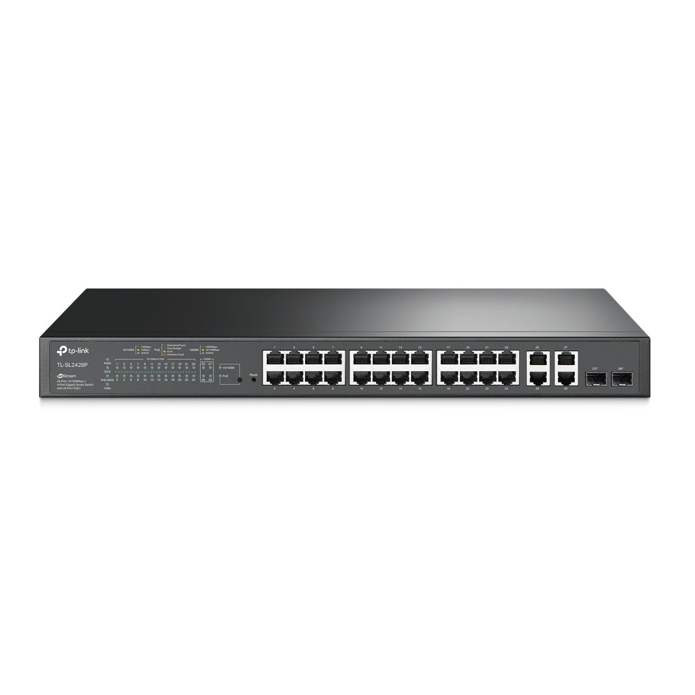 TP-Link TL-SL2428P JetStream 24-Port 10/100Mbps + 4-Port Gigabit Smart Switch with 24-Port PoE+ (New)