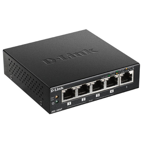 D-Link DGS-1005P 5-Port Desktop Gigabit PoE+ Switch