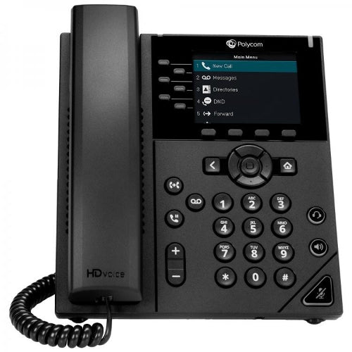 Polycom VVX 350 2200-48830-001 6-Line IP Phone with Power Supply HP 89B69AA#ABA