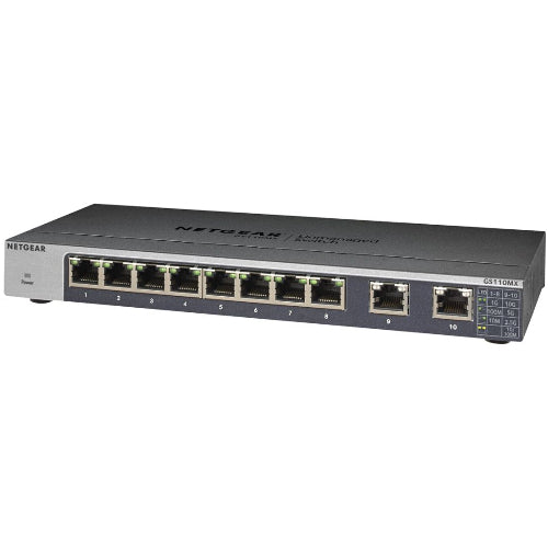 Netgear GS110MX-100NAS 8-Port Gigabit Switch with 10 Gigabit/Multi-Gigabit Uplinks