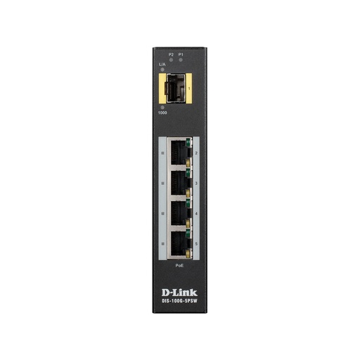 [DLKDIS100G5PSW] D-Link DIS-100G-5PSW 5-Port Gigabit Unmanaged Industrial PoE Switch (New)