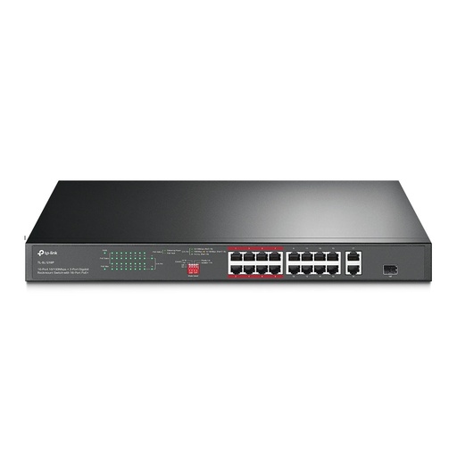 [TPLKTLSL1218P] TP-Link TL-SL1218P 16-Port 10/100 Mbps + 2-Port Gigabit Rackmount Switch with 16-Port PoE+ (New)