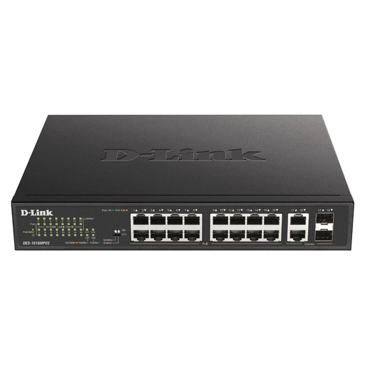 [DLKDES1018MPV2] D-Link DES-1018MPV2 18-Port 10/100BASE-TX PoE Unmanaged Switch (New)