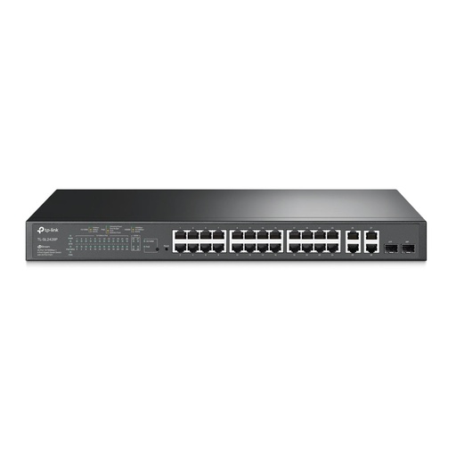 [TPLKTLSL2428P] TP-Link TL-SL2428P JetStream 24-Port 10/100Mbps + 4-Port Gigabit Smart Switch with 24-Port PoE+ (New)