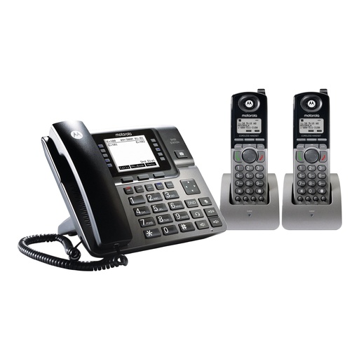 [MOTML1002H] Motorola ML1002H DECT 6.0 Expandable 1-4 Lines Business Phone System with Voicemail & Music On Hold, Base Station + 2 Handsets (New)