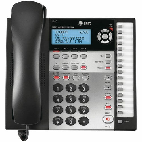 [ATT1080-REF] AT&T 1080 4-Line Phone w/ Answering System, CID and Speakerphone (Dark Silver/Refurbished)