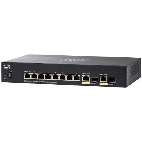 [CSOSG35010MPK9NA] Cisco SG350-10MP-K9-NA 10-Port Gigabit PoE Managed Switch