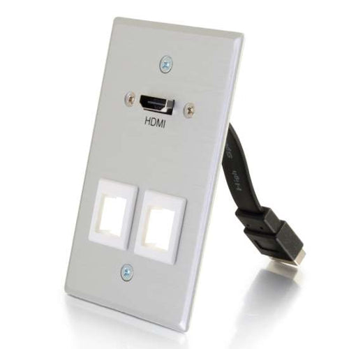 [C2G60160] C2G 60160 HDMI Pass Through Single Gang Wall Plate with Two Keystones