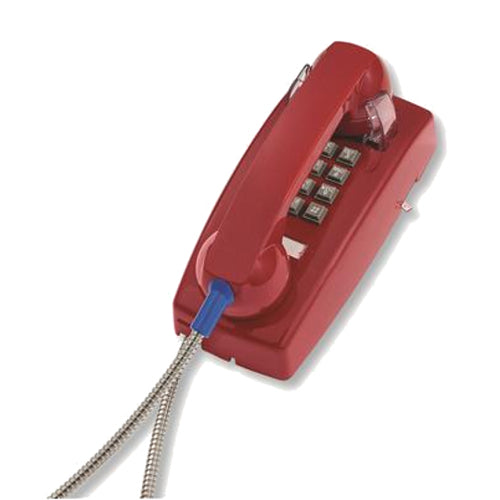 [COR2554AHCRD] Cortelco 255447-AHC-20M Wall Phone with Metal Cradle (Red/New)