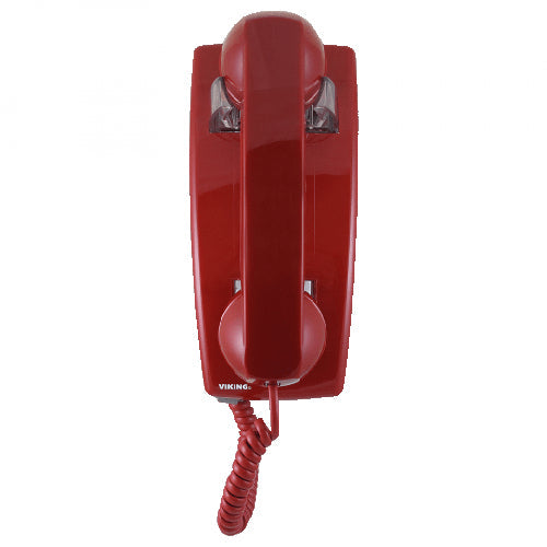 [VIKK1500PW-RED] Viking K-1500P-W No Dial Wall Phone with Ringer (Red)